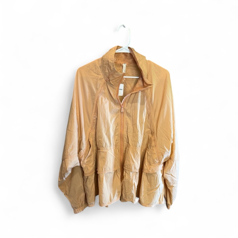 FP Movement by Free People Namaslay Tiered Lace Detail Peach Utility Jacket - Picture 3 of 5